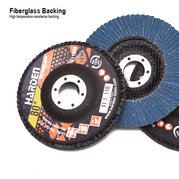HARDEN 115x22.2MMx80# FLAP DISC W/FIBERGLASS BACK