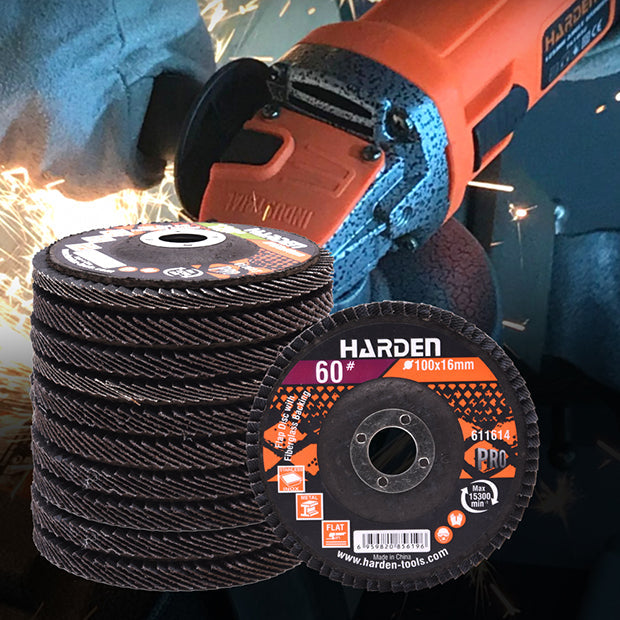 HARDEN 100x16MMx80# CURVED FLAP DISC W/FIBERGLASS BACK