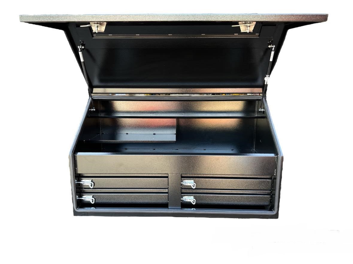 STAFFORD INDUSTRIAL 4 DRAWER 1300MM ANGLED BLACK TOOL BOX FRONT COVER