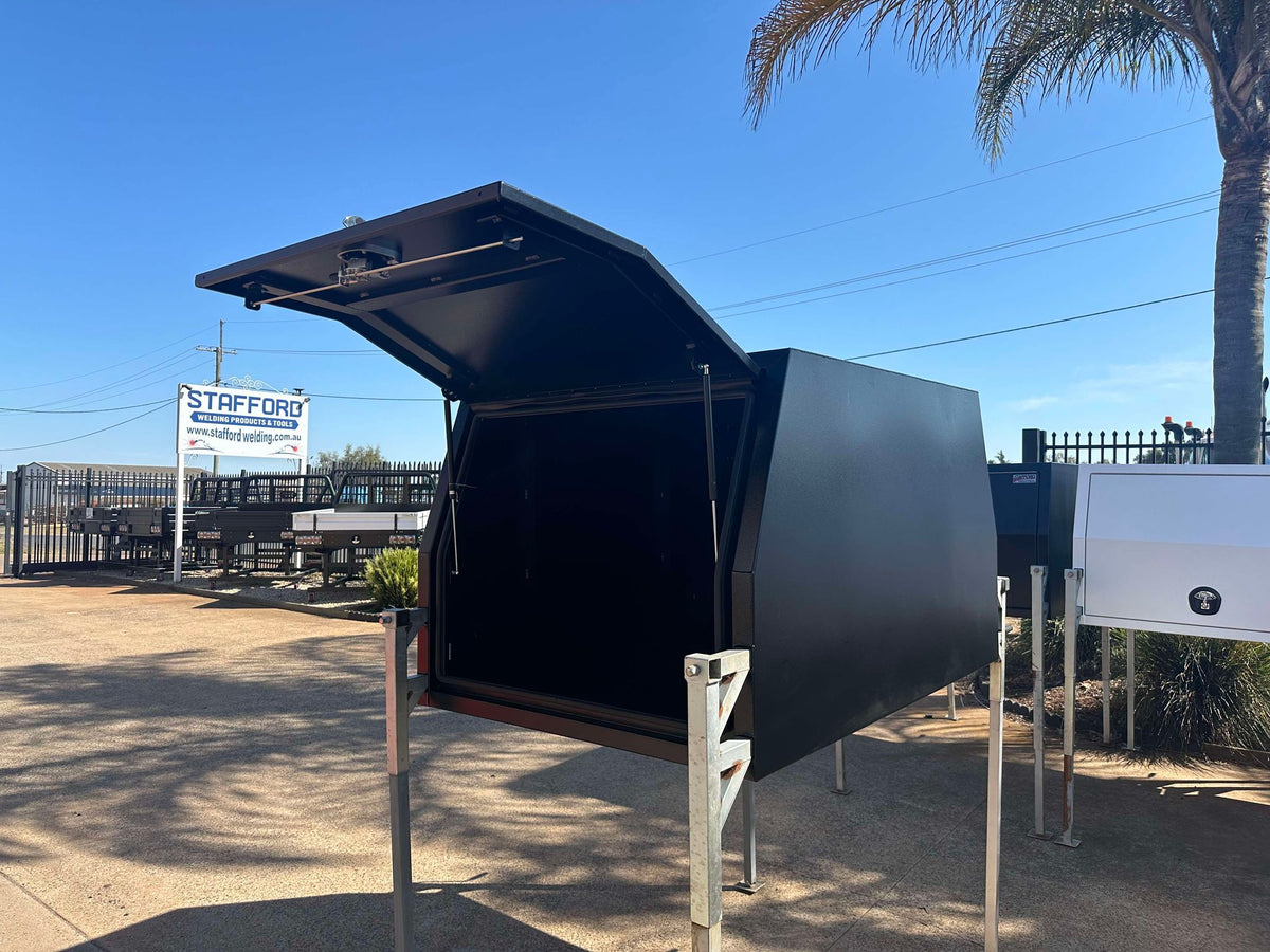 STAFFORD INDUSTRIAL UTE CANOPY 1200MM X 1780MM X 1000MM ALU BLACK 2 DOOR 3MM
