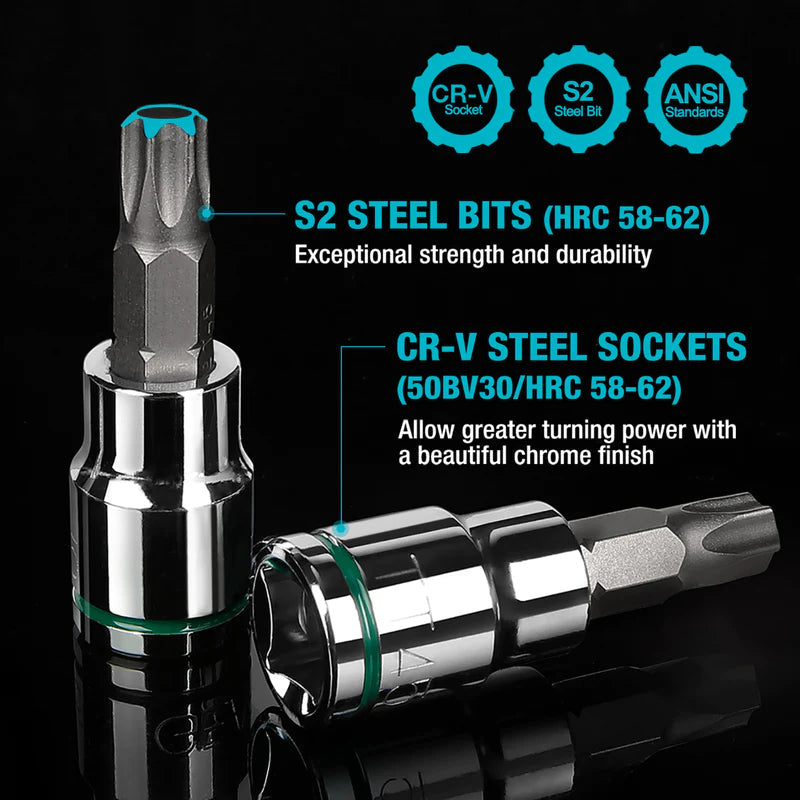 DURATECH 23-Piece Internal & External Star Bit Socket Set DTMTBSS23
