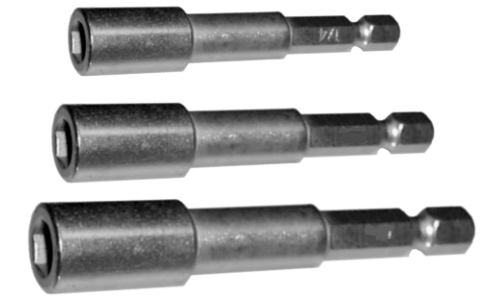 T&E 3 Piece 1/4" Hex Magnetic Nut Setters (Long Series)