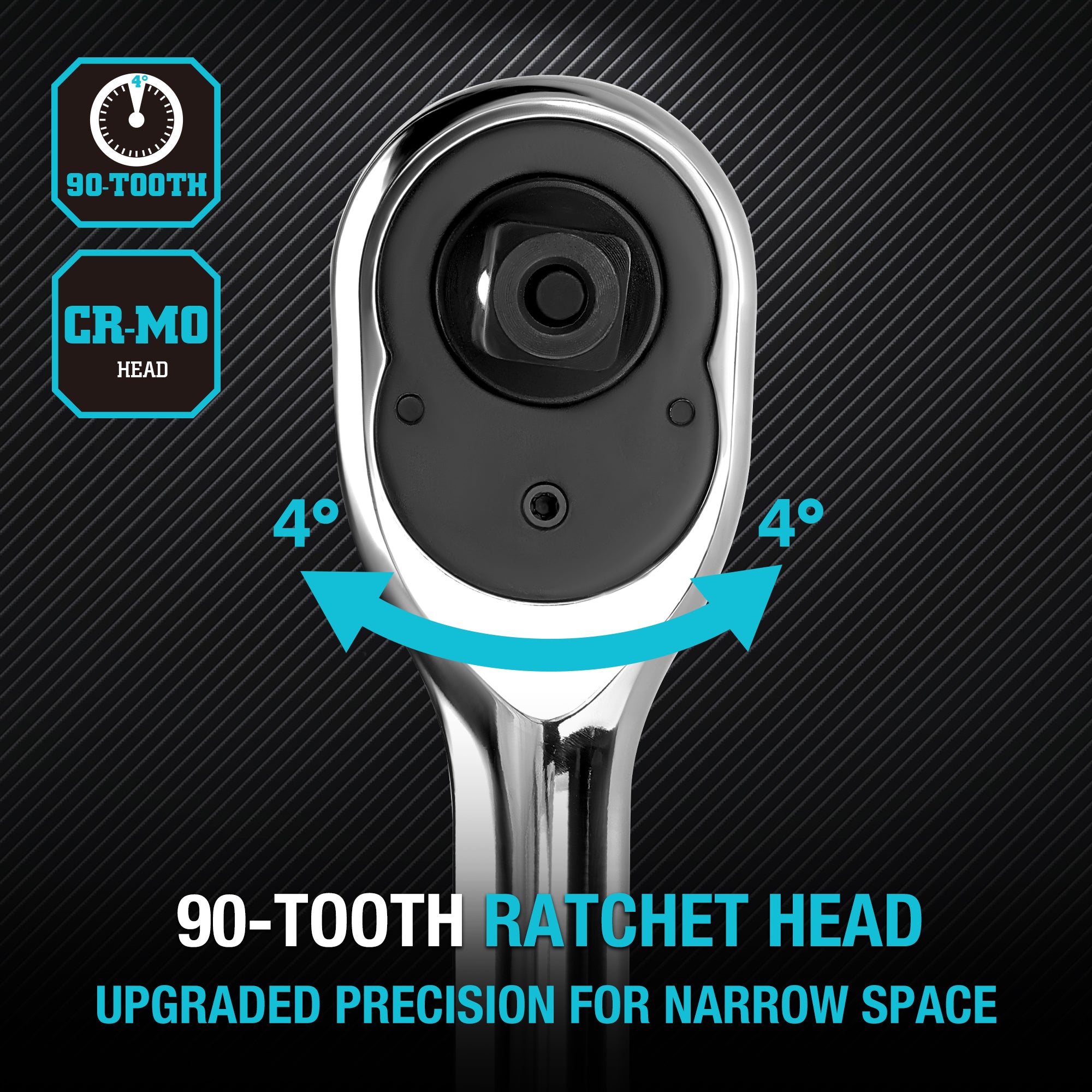 DURATECH 20" 1/2"DR 90TOOTH RATCHET