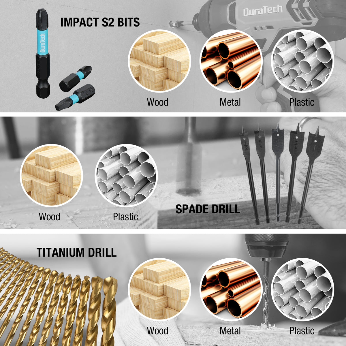 DURATECH 87P IMPACT SCREWDRIVER AND DRILL SET