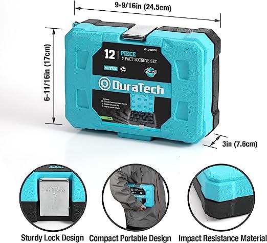 DURATECH 12-Piece 1/2" Drive Metric Impact Sockets Set