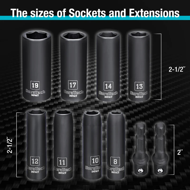DURATECH 10-Piece 3/8" Drive Metric lmpact Sockets Set