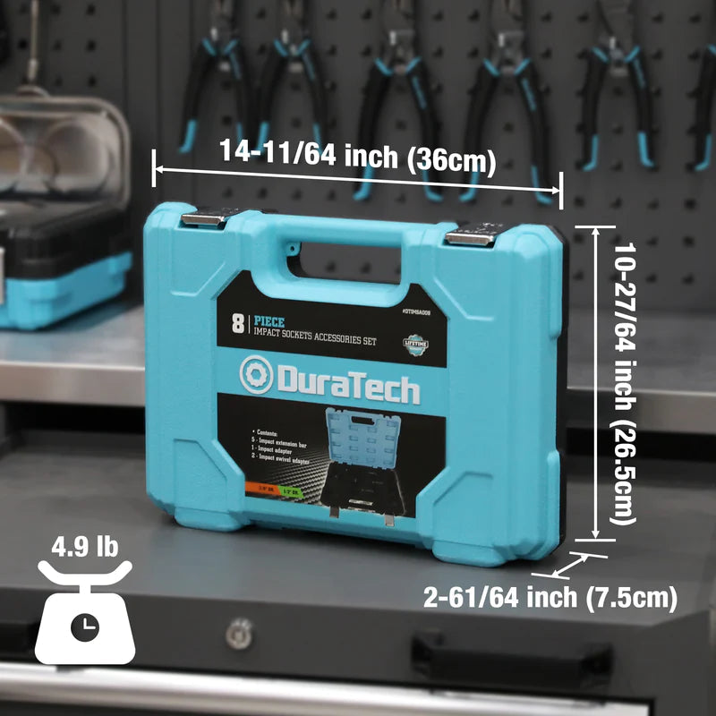 DURATECH 8-Piece 1/2" & 3/8" Impact Socket Accessories Set DTIMSA008