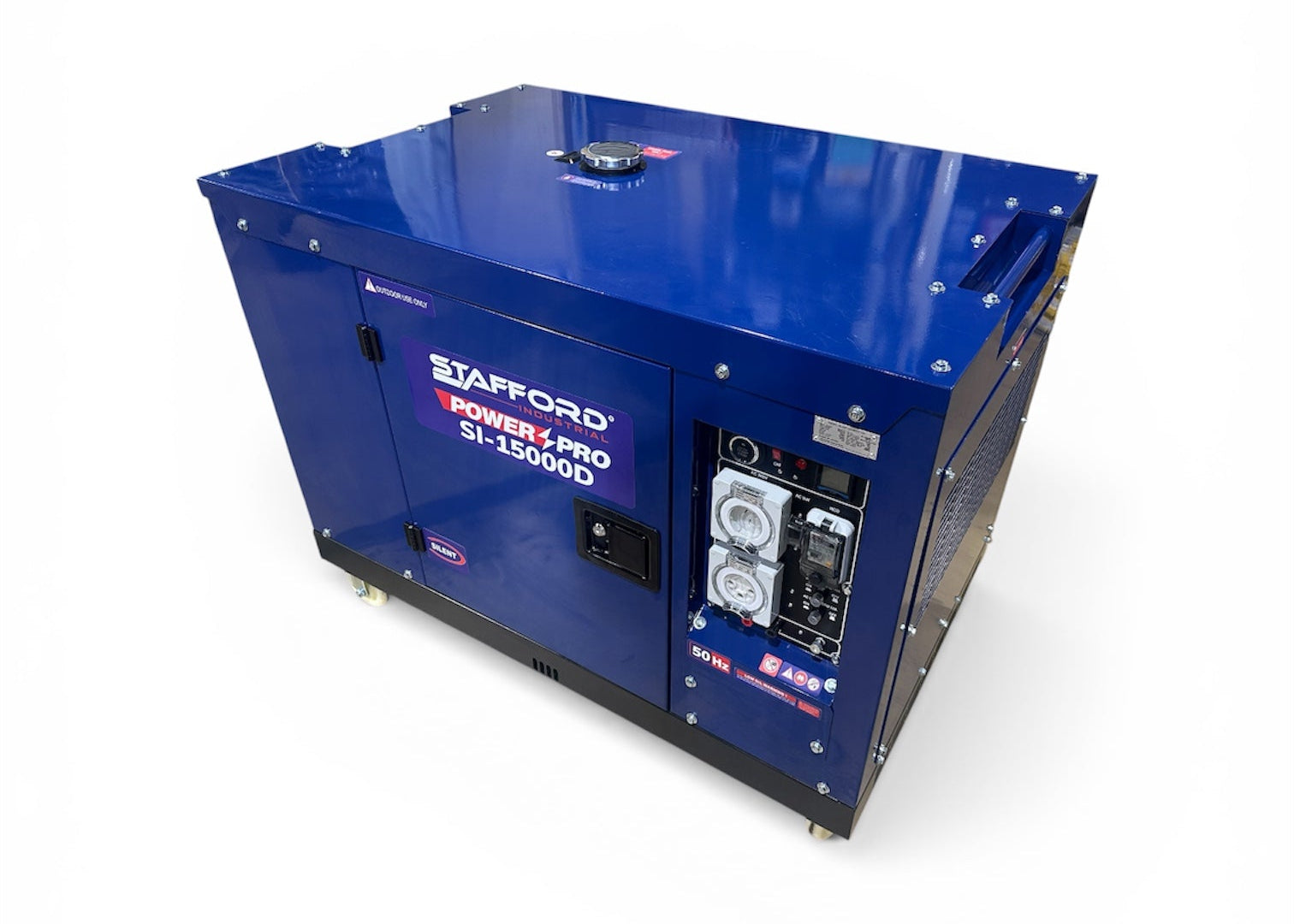 STAFFORD INDUSTRIAL 15KVA GENERATOR DIESEL SILENT PURE SINE WAVE 2 X 15AMP + 1 X 32AMP