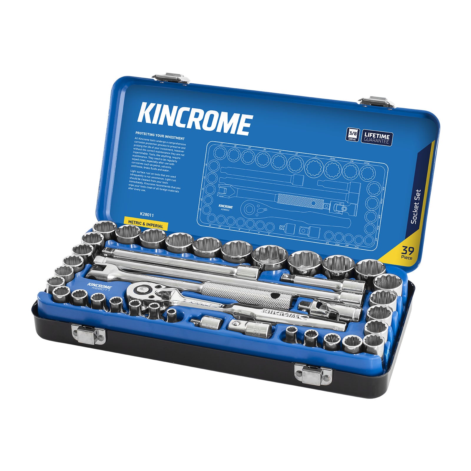 KINCROMESKT SET 39P 3/8DR MET/IMP