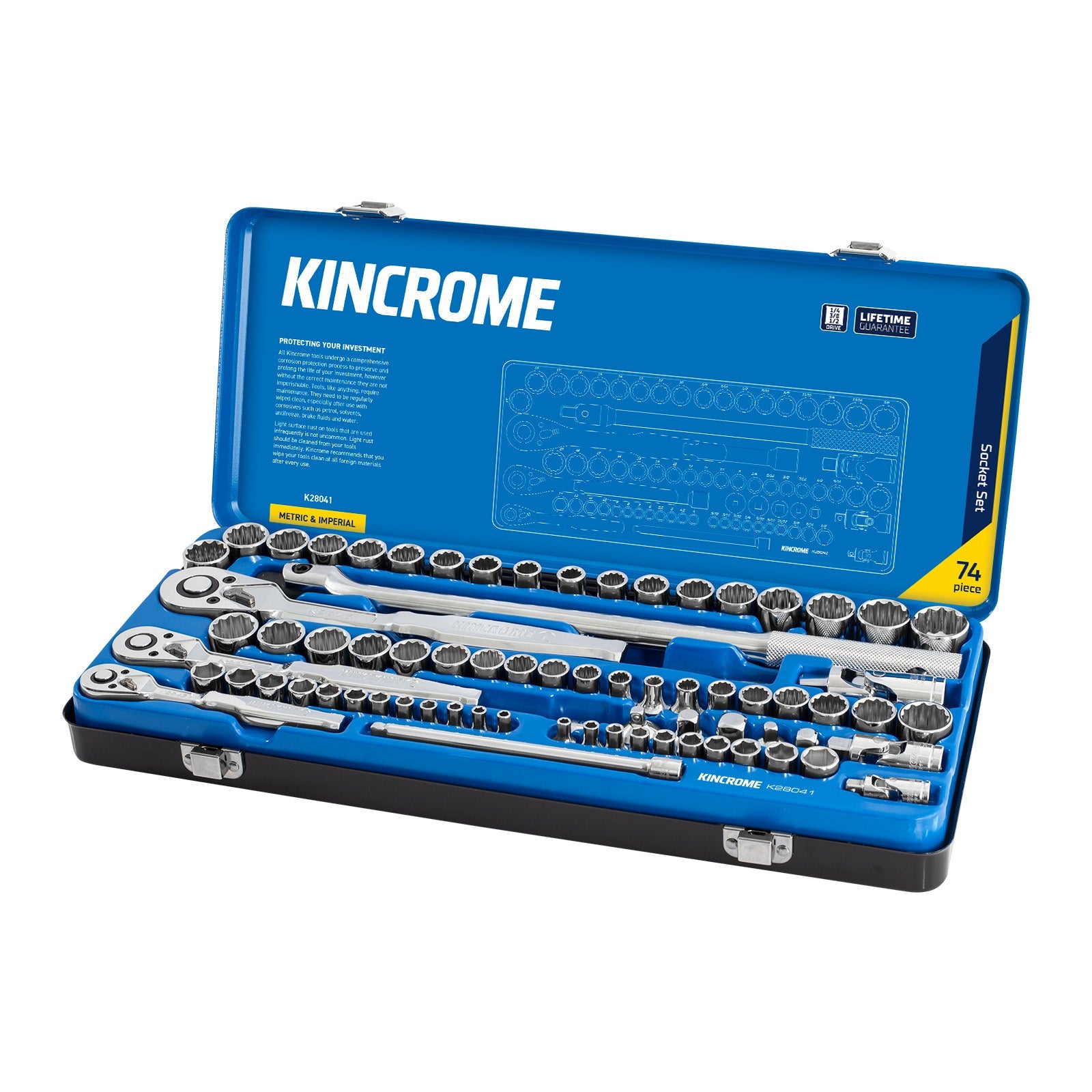KINCROMESKT SET 74P 1/4_3/8 & 1/2DRV