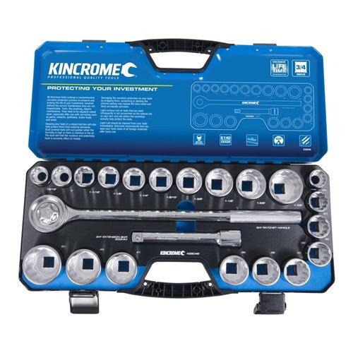 KINCROME-SOCKET SET 3/4 DRV 22P MET/AF