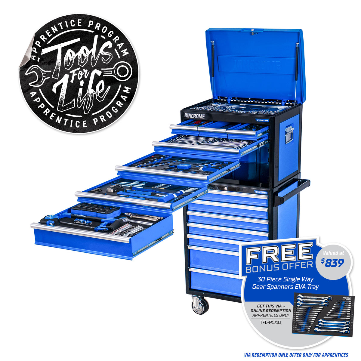 EVOLUTION WORKSHOP TOOL KIT 306 PIECE 14 DRAWER (26”)