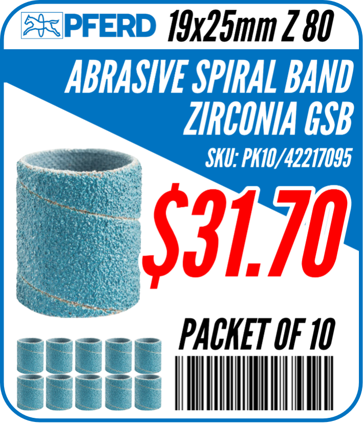 (PACKET OF 10) Pferd ABRAS. SPIRAL BANDS GSB 1925 Z 80 BULK-P