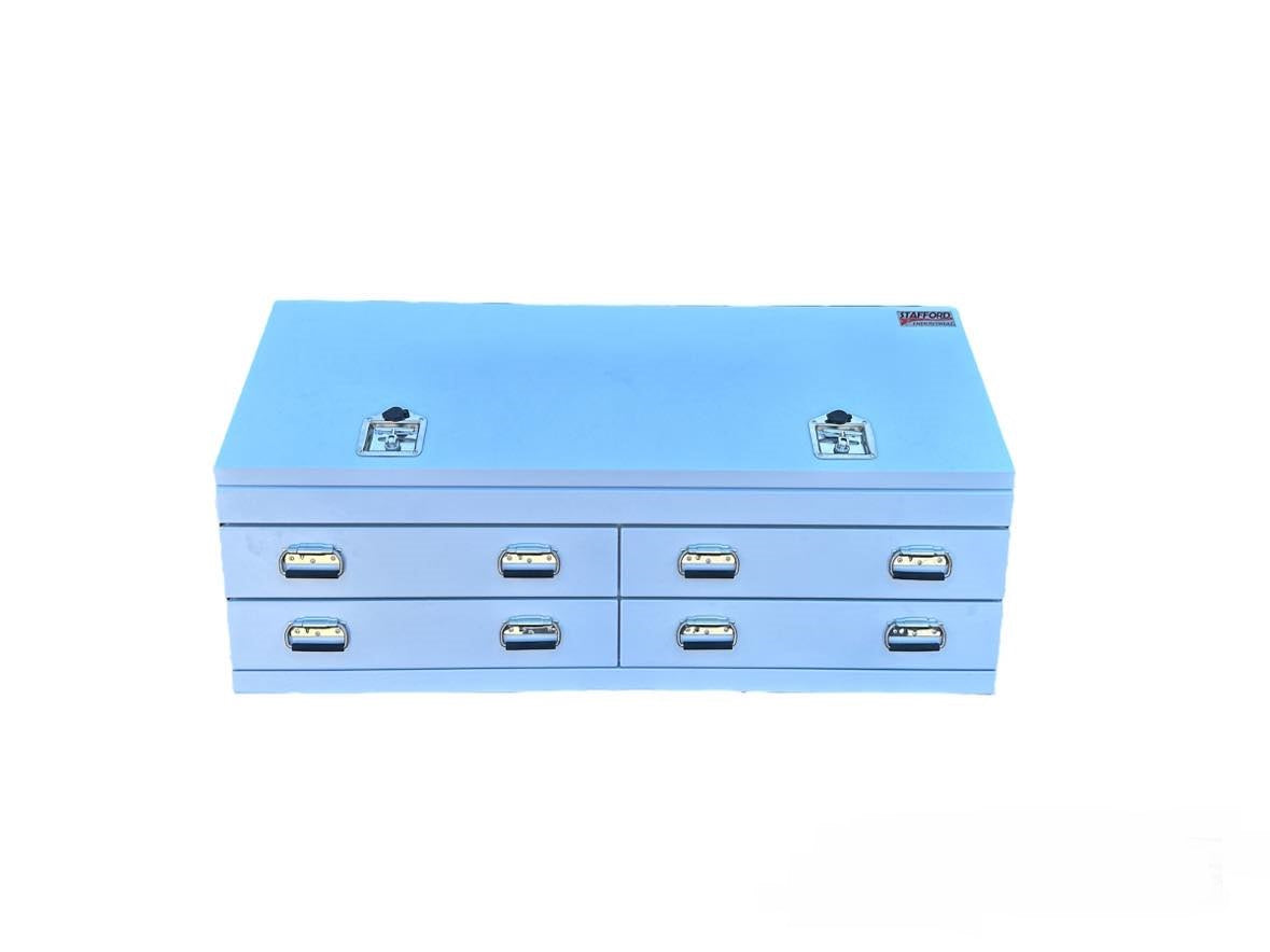 STAFFORD INDUSTRIAL 4 DRAWER 1500MM WHITE ANGLED TOOL BOX