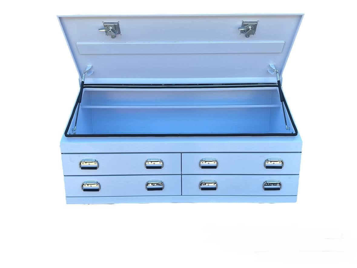 STAFFORD INDUSTRIAL 4 DRAWER 1500MM WHITE ANGLED TOOL BOX