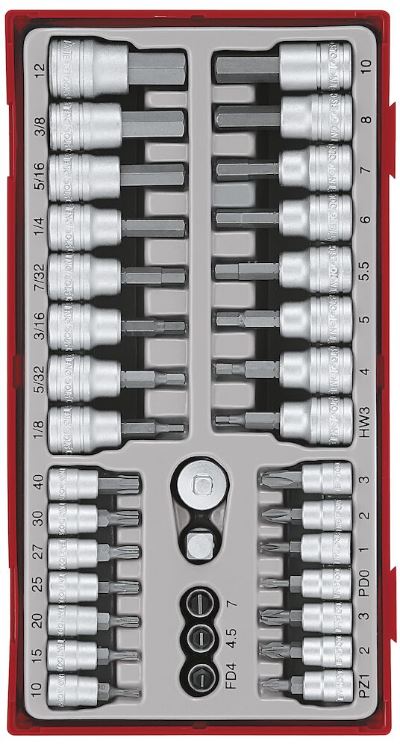 TENG 35PCE 1/4" & 3/8" DR. BITS SOCKET SET - TC-TRAY