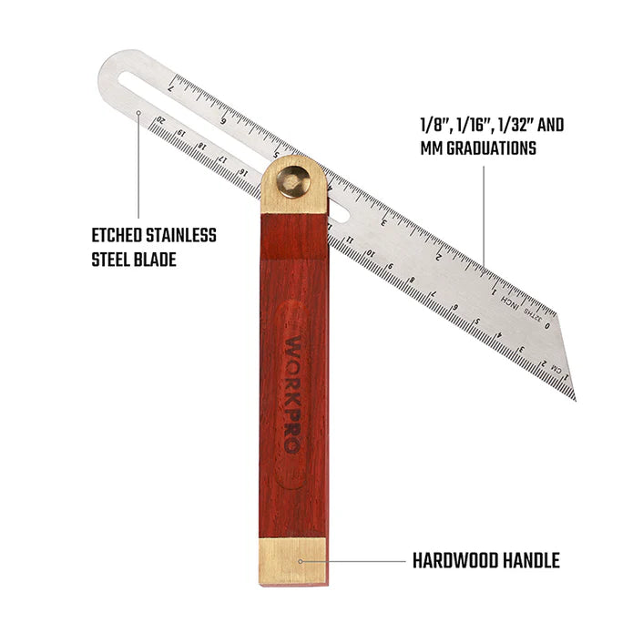 WORKPRO 230MM(9") SLIDING T-BEVEL WITH WOODEN HANDLE