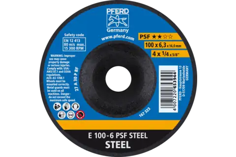 GRINDING WHEEL E 100-6 PSF STEEL/16