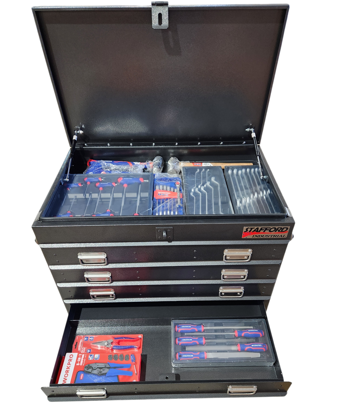 STAFFORD INDUSTRIAL WORKPRO ROLLER CABINET 300PCE TOOLKIT BLACK