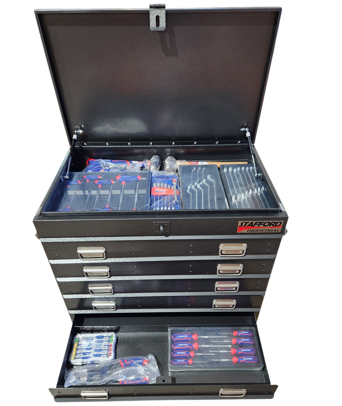 STAFFORD INDUSTRIAL WORKPRO ROLLER CABINET 300PCE TOOLKIT BLACK