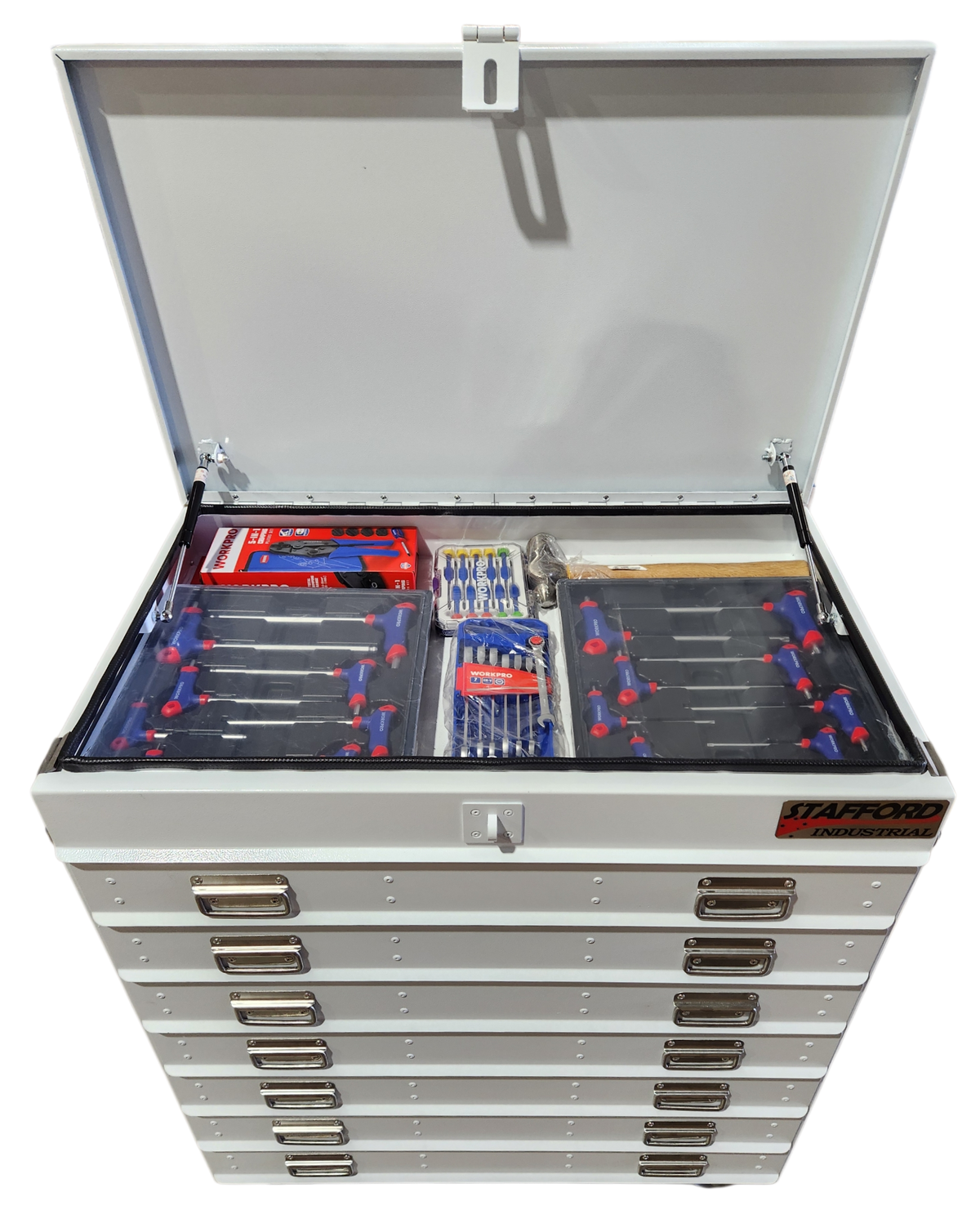 STAFFORD INDUSTRIAL WORKPRO ROLLER CABINET 300PCE TOOLKIT WHITE