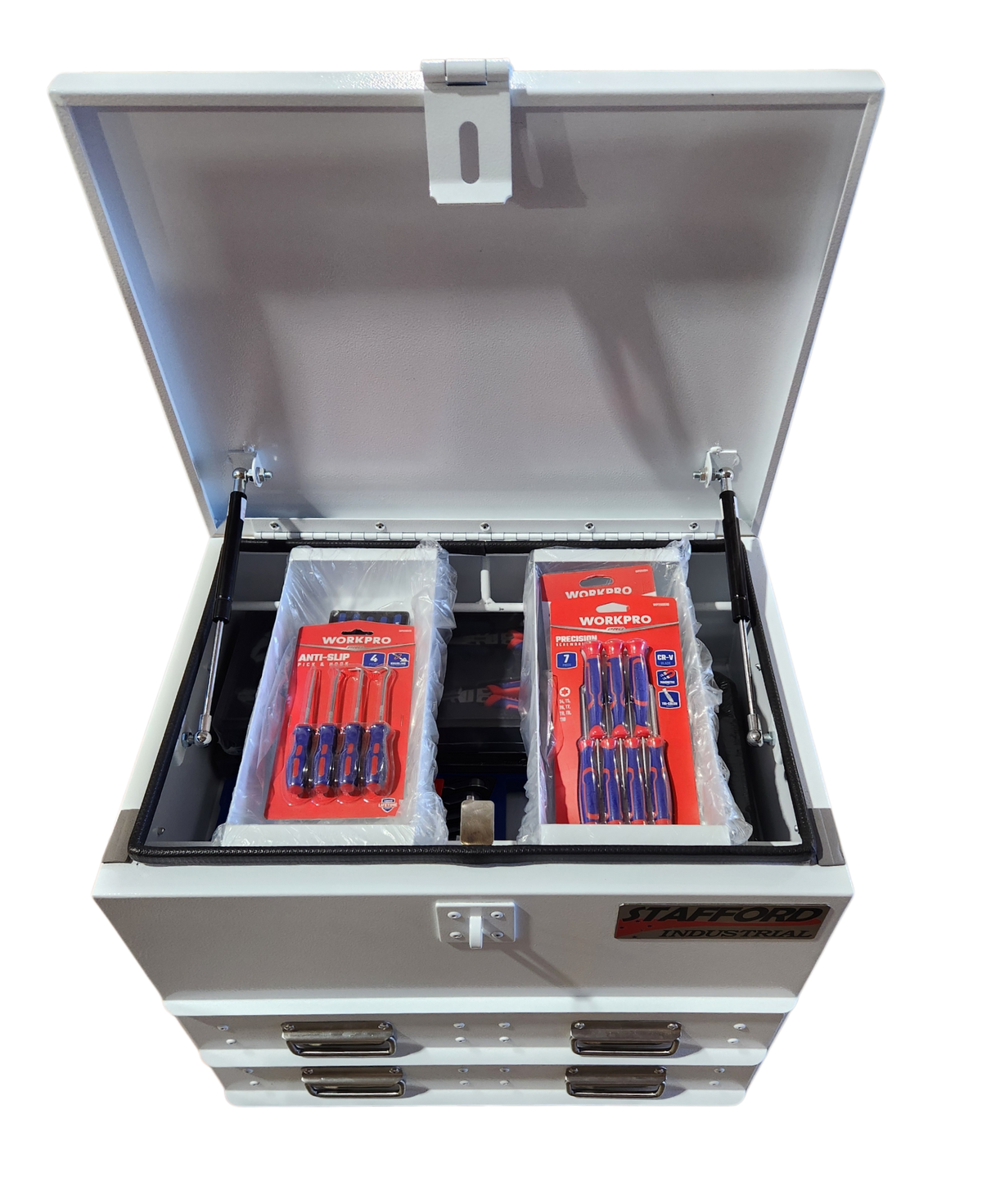 WORKPRO 290PCE TOOLKIT WITH 550MM 2DR WHITE TOOL BOX