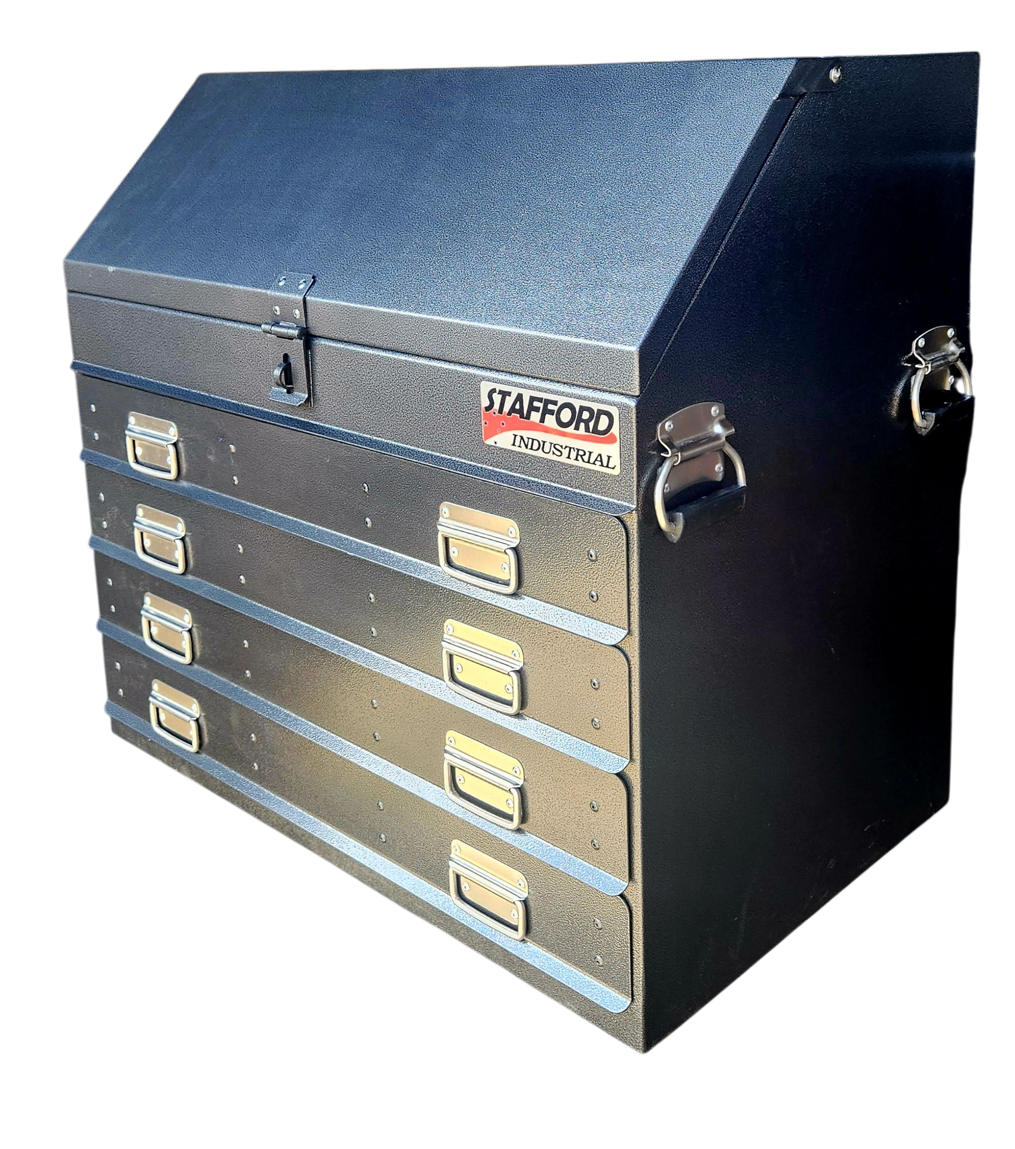 STAFFORD INDUSTRIAL TC880 SERIES 4 DRAWER TRUCK BOX BLACK ANGLED