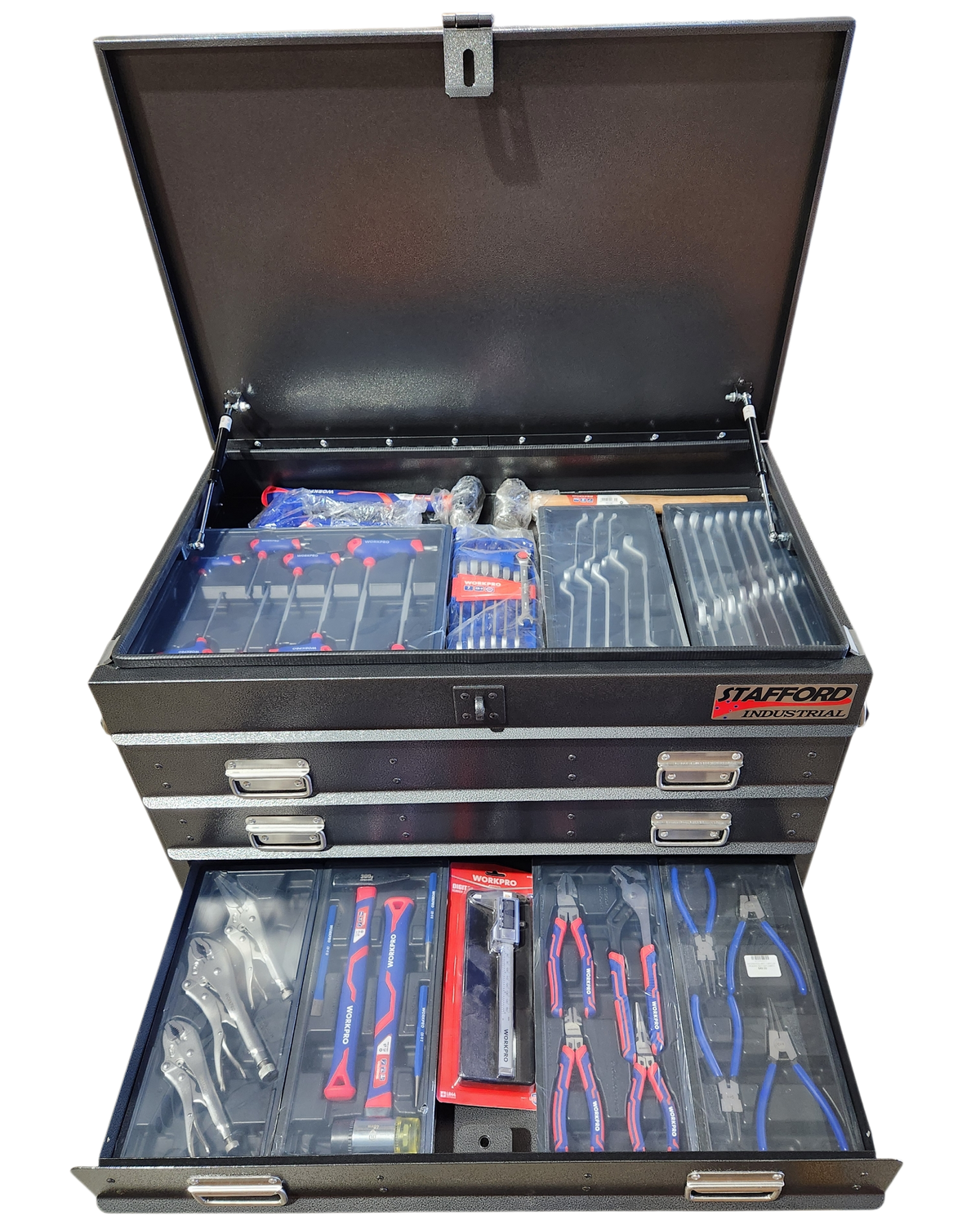 STAFFORD INDUSTRIAL WORKPRO ROLLER CABINET 300PCE TOOLKIT BLACK