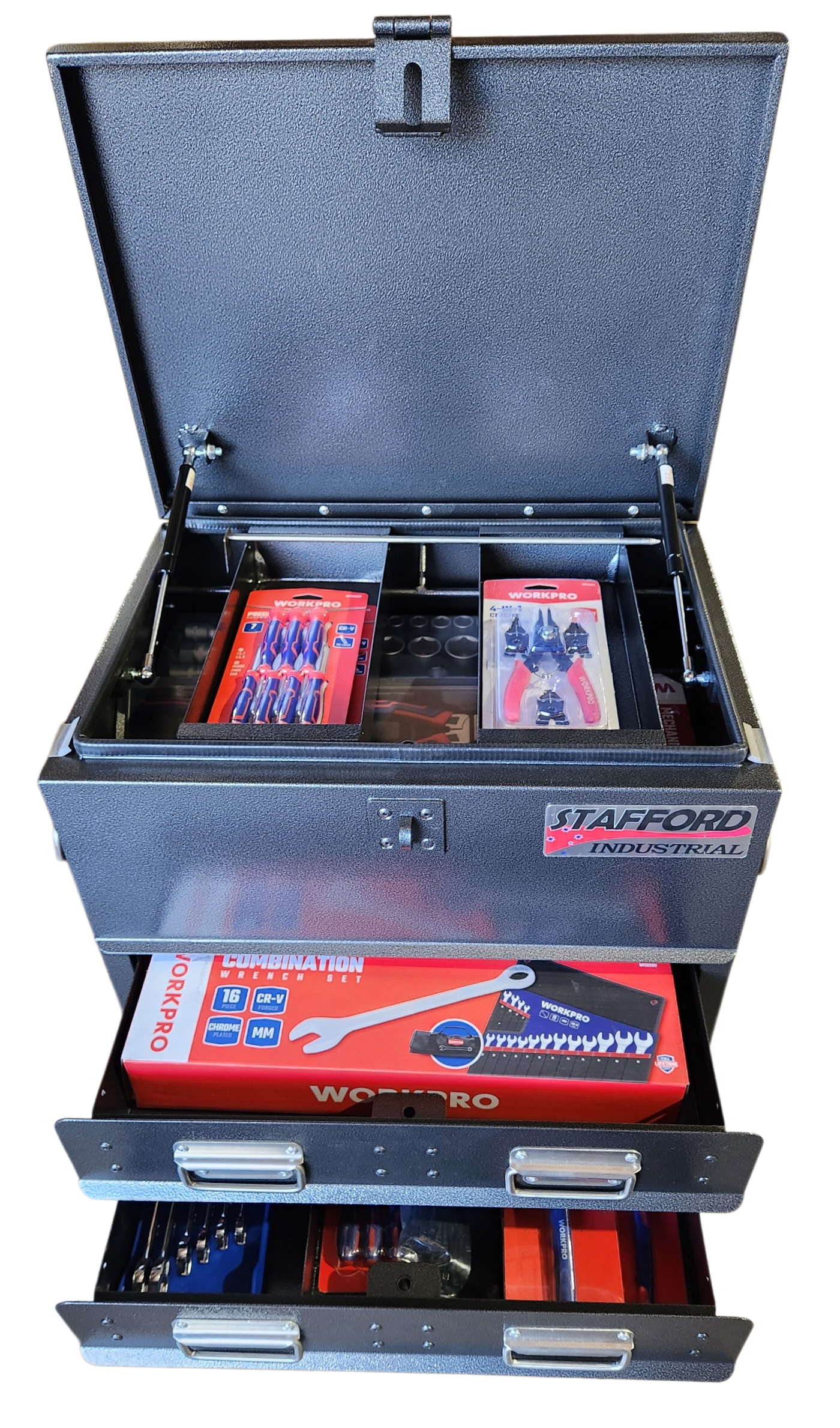 WORKPRO 290PCE TOOLKIT WITH 550MM 2DR BLACK TOOL BOX