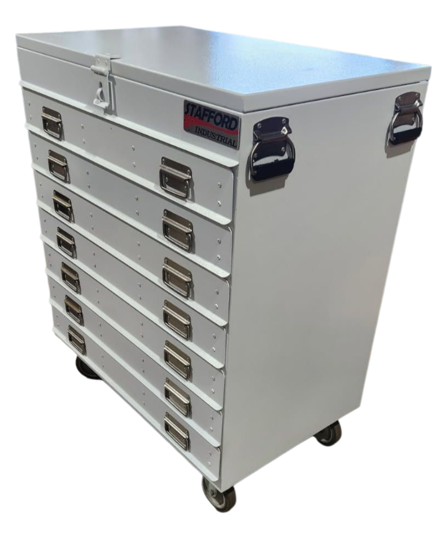 STAFFORD INDUSTRIAL TOOL TROLLEY WHITE 7 DRAW EXTREMELY HEAVY DUTY