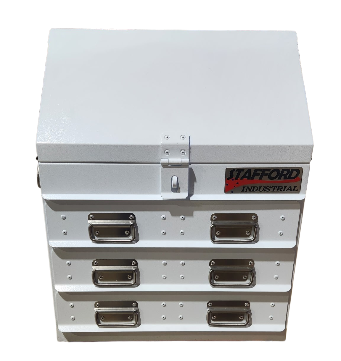 STAFFORD INDUSTRIAL TC550 SERIES UTE BOX 3 DR WHITE UTE BOX ANGLED
