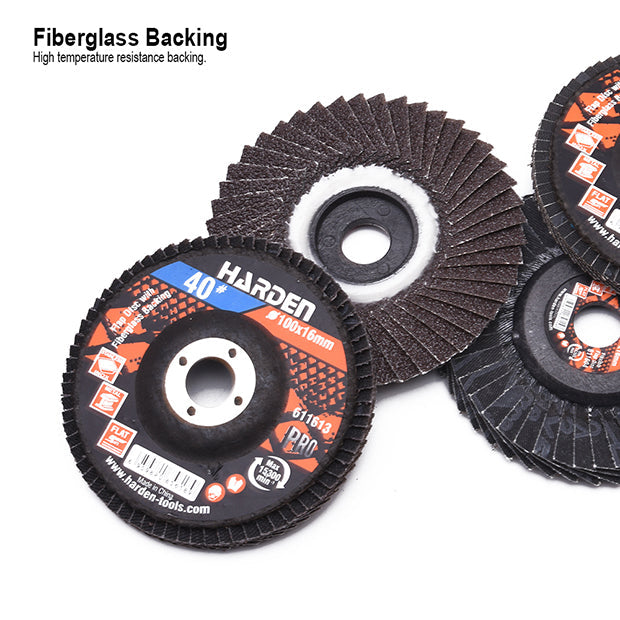 HARDEN 100x16MMx80# CURVED FLAP DISC W/FIBERGLASS BACK