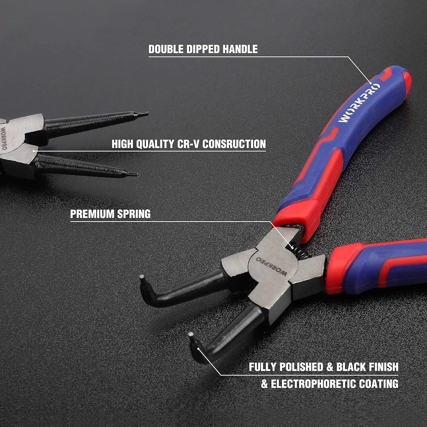 WORKPRO CIRCLIP PLIER SET 4PCE 7"