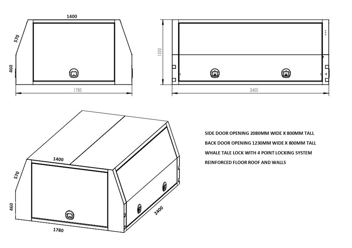 STAFFORD INDUSTRIAL CANOPY 2400X1000X1780MM WHITE  3MM 3 DOORS