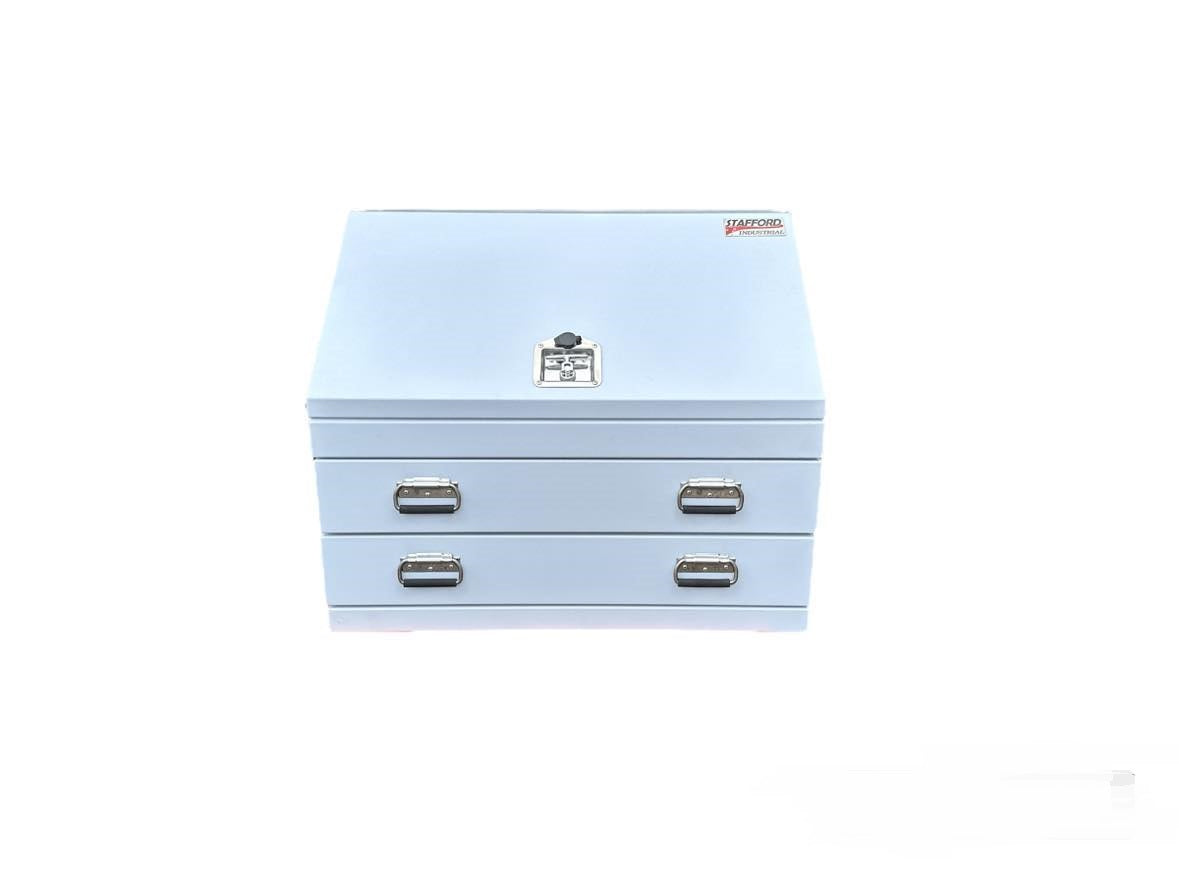 STAFFORD INDUSTRIAL 2 DRAWER 900MM WHITE ANGLED TOOL BOX