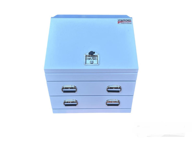 "PRE-ORDER" STAFFORD INDUSTRIAL TC700 SERIES 2 DRAWER LARGE ANGLED WHITE HEAVY DUTY TOOL BOX (ETA 10/02/2025)