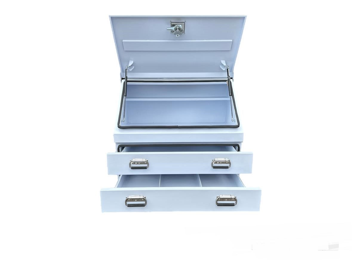 STAFFORD INDUSTRIAL 2 DRAWER 900MM WHITE ANGLED TOOL BOX