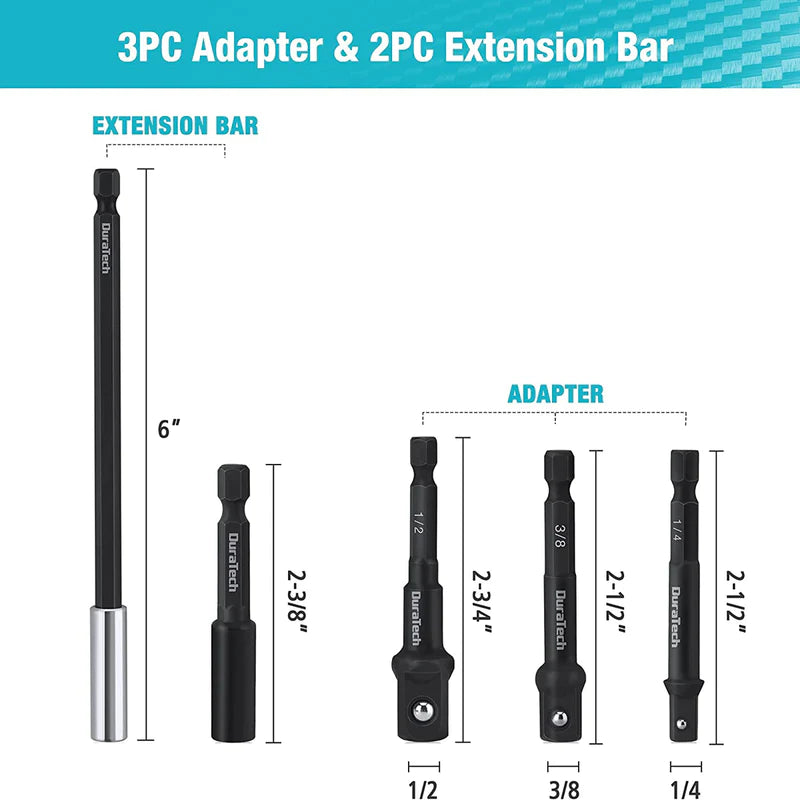 DURATECH 5PCE ADAPTER AND EXTENSION SET