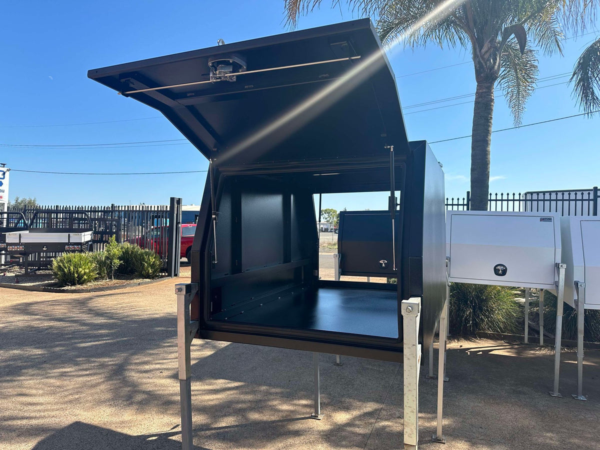 STAFFORD INDUSTRIAL UTE CANOPY 1200MM X 1780MM X 1000MM ALU BLACK 2 DOOR 3MM