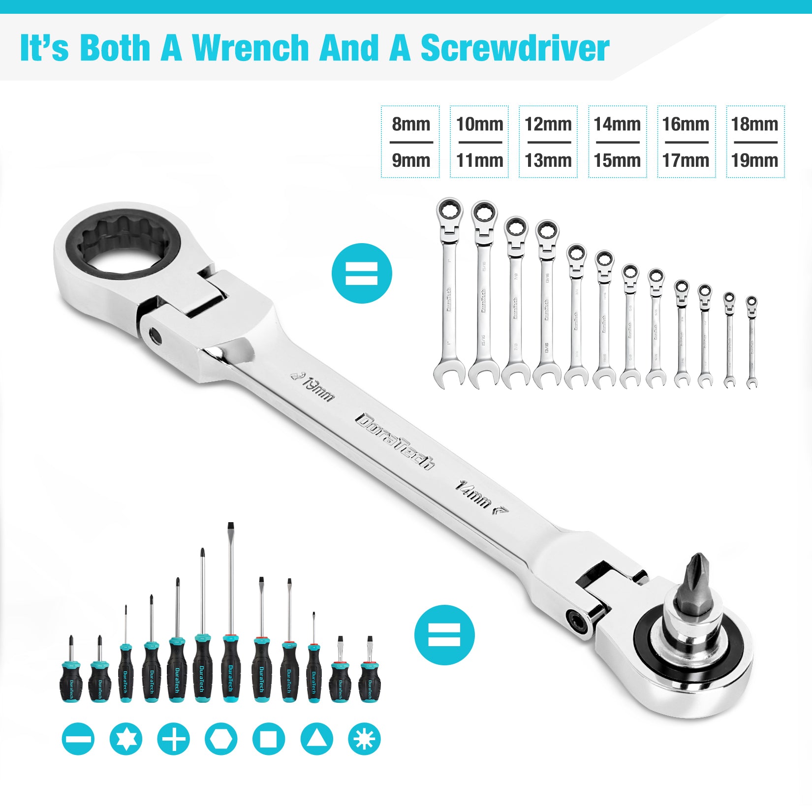 DURATECH 36PC FLEX HEAD RATCHETING DOUBLE BOX END