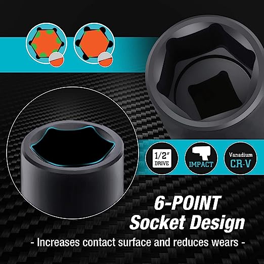 DURATECH 12-Piece 1/2" Drive SAE Impact Sockets Set DTIMSS12S