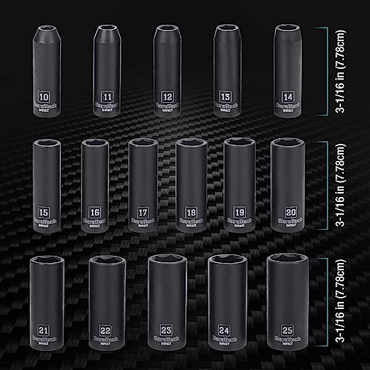 DURATECH 16-Piece  1/2" Drive Metric Deep Impact Socket Set