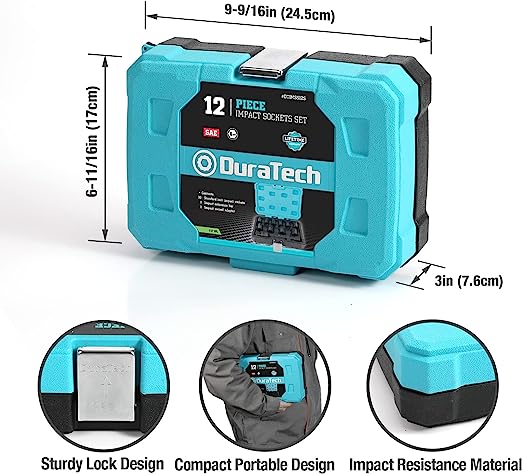 DURATECH 12-Piece 1/2" Drive SAE Impact Sockets Set DTIMSS12S