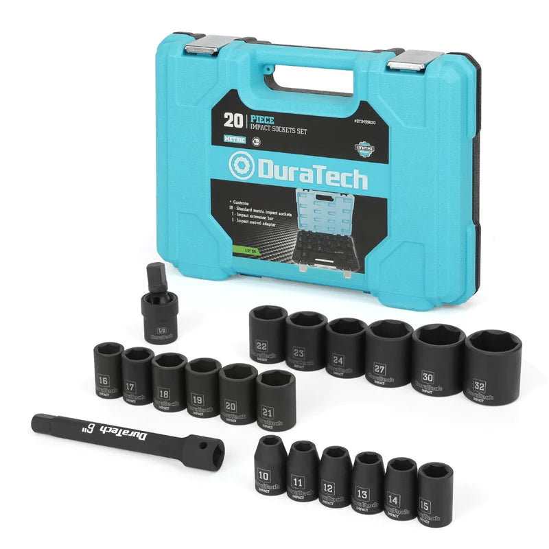 DURATECH 20-Piece 1/2" Drive SAE Impact Sockets Set