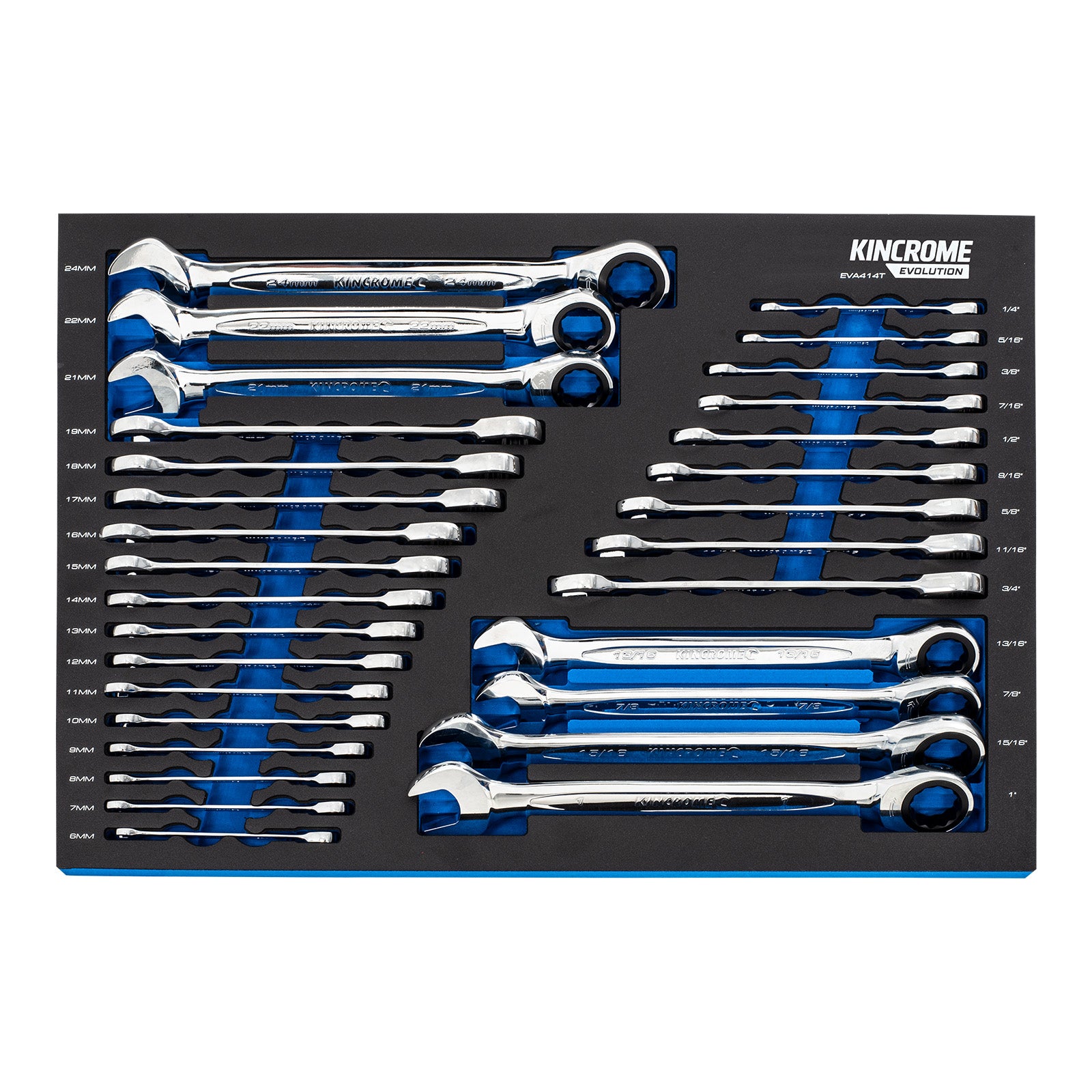 EVOLUTION 30 PIECE SINGLE WAY GEAR SPANNERS EVA TRAY