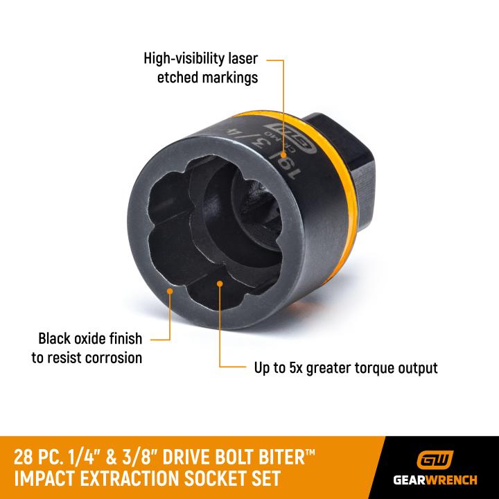 28PC 1/4" & 3/8"DR BOLT BITER SET