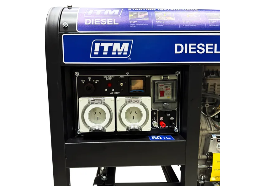ITM DIESEL GENERATOR OPEN FRAME 6500W PEAK ELECTRIC START