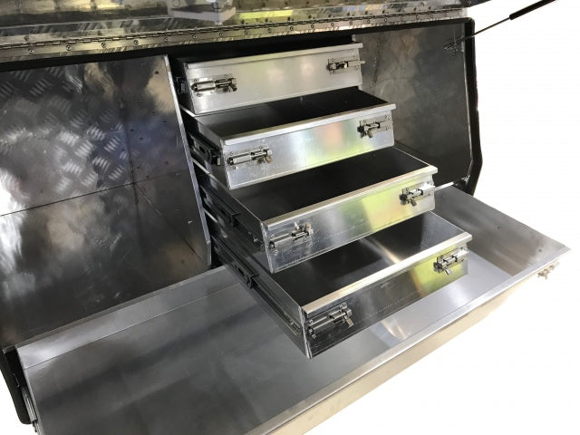 STAFFORD INDUSTRIAL TOOL BOX 1400MM X FULL FRONT 5DR CHECKER PLATE