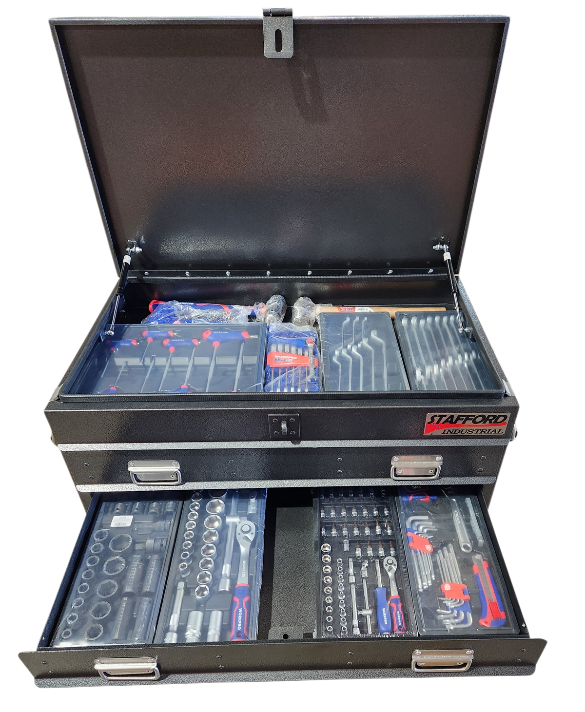 STAFFORD INDUSTRIAL WORKPRO ROLLER CABINET 300PCE TOOLKIT BLACK