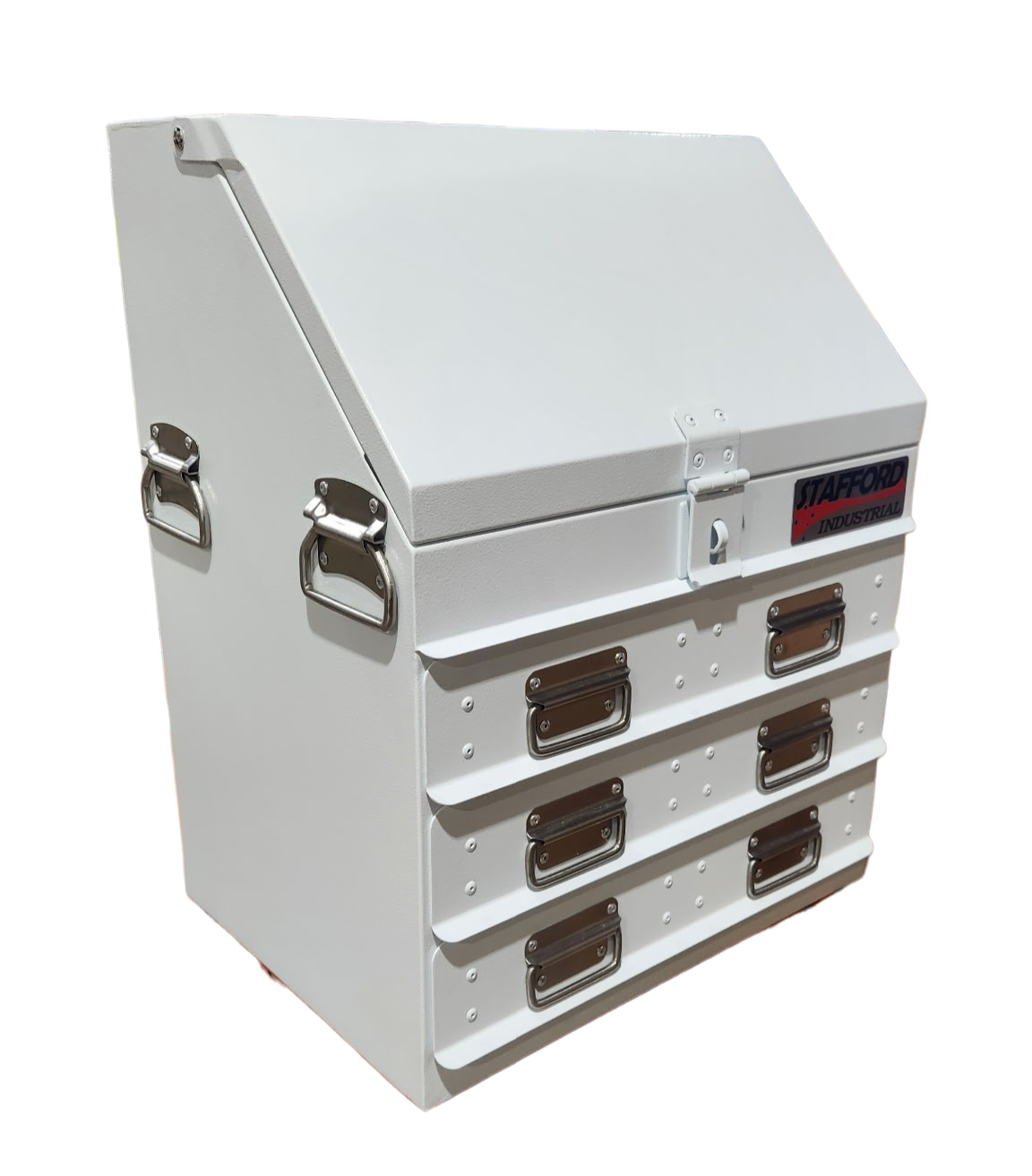 STAFFORD INDUSTRIAL TC550 SERIES UTE BOX 3 DR WHITE UTE BOX ANGLED